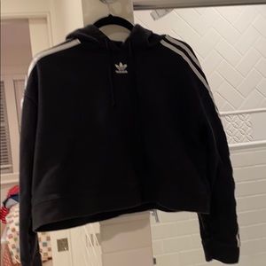 Black hooded Adidas cropped sweatshirt barely worn